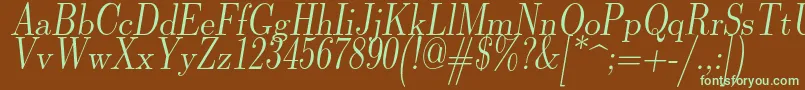 Lmromandunh10Oblique Font – Green Fonts on Brown Background