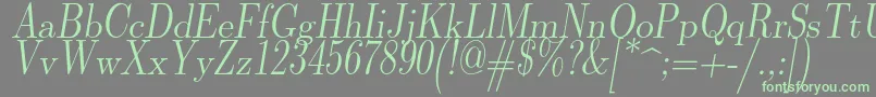 Lmromandunh10Oblique Font – Green Fonts on Gray Background