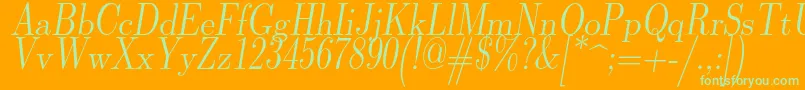 Lmromandunh10Oblique Font – Green Fonts on Orange Background