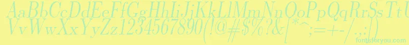 Lmromandunh10Oblique Font – Green Fonts on Yellow Background