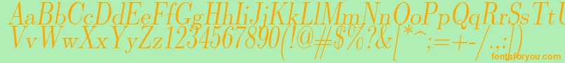 Lmromandunh10Oblique Font – Orange Fonts on Green Background