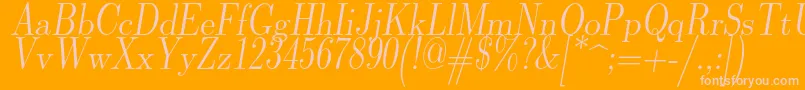 Lmromandunh10Oblique Font – Pink Fonts on Orange Background