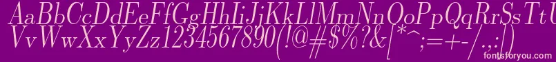 Lmromandunh10Oblique Font – Pink Fonts on Purple Background