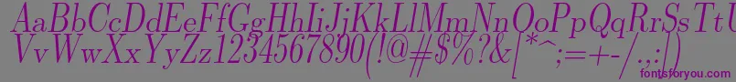 Lmromandunh10Oblique Font – Purple Fonts on Gray Background