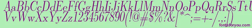 Lmromandunh10Oblique Font – Purple Fonts on Green Background