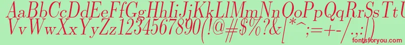 Lmromandunh10Oblique Font – Red Fonts on Green Background