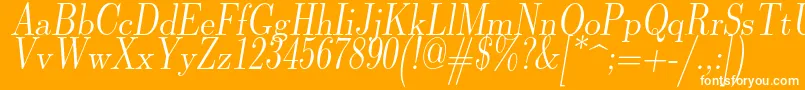 Lmromandunh10Oblique Font – White Fonts on Orange Background