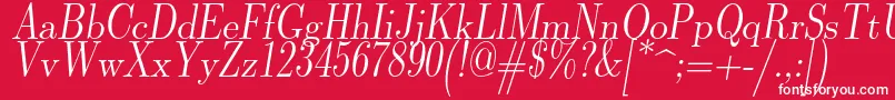 フォントLmromandunh10Oblique – 赤い背景に白い文字