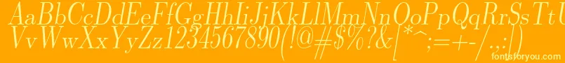 Lmromandunh10Oblique Font – Yellow Fonts on Orange Background