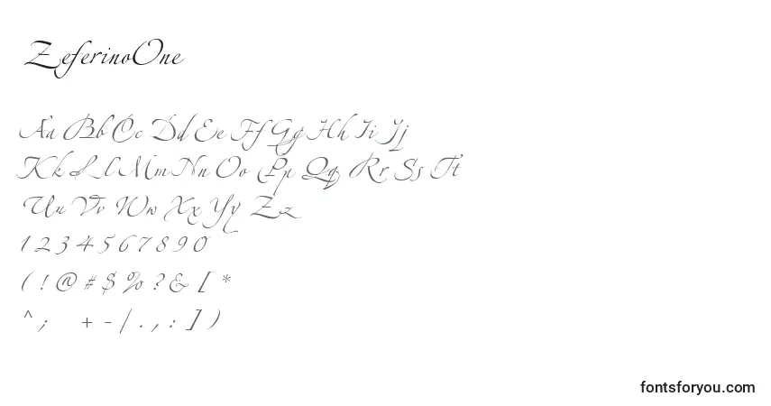 A fonte ZeferinoOne (50686) – alfabeto, números, caracteres especiais