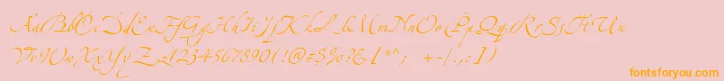 ZeferinoOne-Schriftart – Orangefarbene Schriften auf rosa Hintergrund