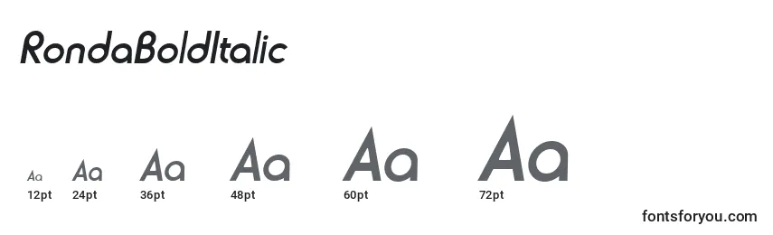 Größen der Schriftart RondaBoldItalic