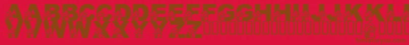 LmsHollysGreenhouse-Schriftart – Braune Schriften auf rotem Hintergrund