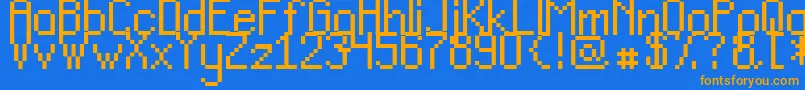 Teacpss Font – Orange Fonts on Blue Background