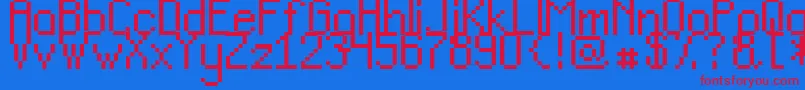 フォントTeacpss – 赤い文字の青い背景