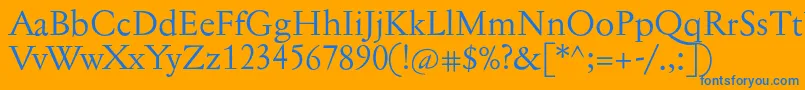 Jannontext-Schriftart – Blaue Schriften auf orangefarbenem Hintergrund