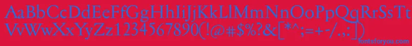 Czcionka Jannontext – niebieskie czcionki na czerwonym tle