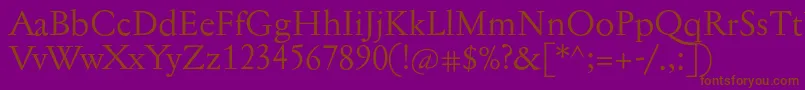 Jannontext-fontti – ruskeat fontit violetilla taustalla