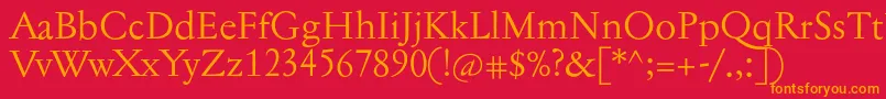 Jannontext-fontti – oranssit fontit punaisella taustalla