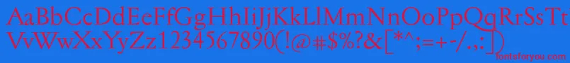 Jannontext Font – Red Fonts on Blue Background