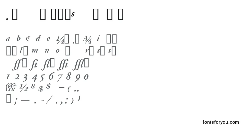 A fonte GaramondprosskSemibolditalic – alfabeto, números, caracteres especiais