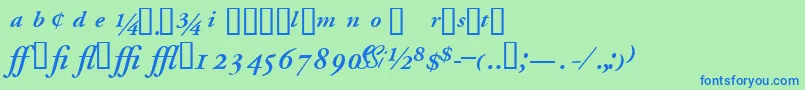 Шрифт GaramondprosskSemibolditalic – синие шрифты на зелёном фоне