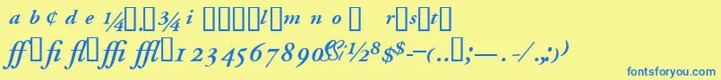 フォントGaramondprosskSemibolditalic – 青い文字が黄色の背景にあります。