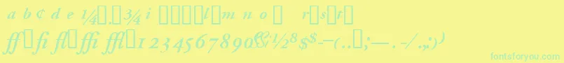GaramondprosskSemibolditalic Font – Green Fonts on Yellow Background