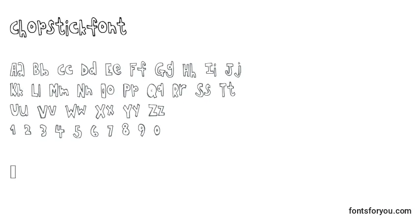 Schriftart Chopstickfont – Alphabet, Zahlen, spezielle Symbole