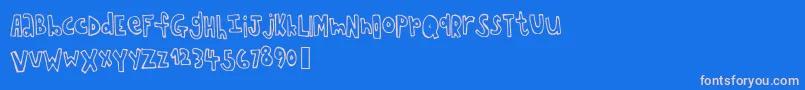 Chopstickfont-Schriftart – Rosa Schriften auf blauem Hintergrund