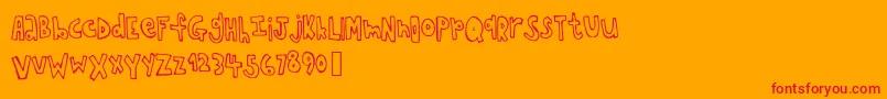 Chopstickfont-Schriftart – Rote Schriften auf orangefarbenem Hintergrund