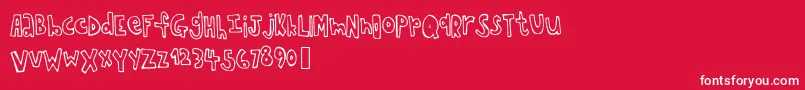 Chopstickfont-fontti – valkoiset fontit punaisella taustalla