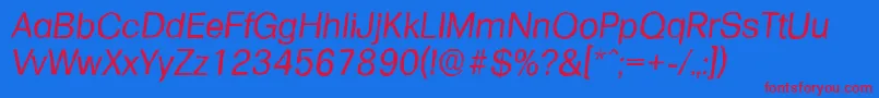 FormulaantiqueItalic-Schriftart – Rote Schriften auf blauem Hintergrund