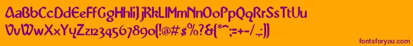 AbbeyMedium-Schriftart – Violette Schriften auf orangefarbenem Hintergrund