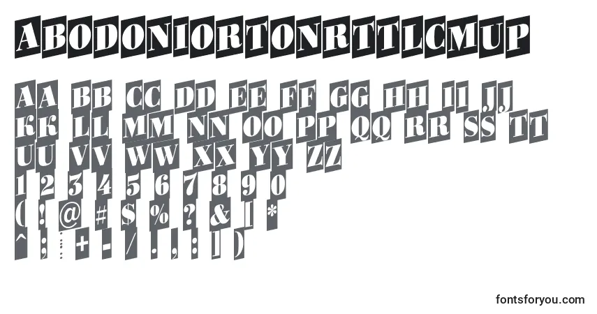 Czcionka ABodoniortonrttlcmup – alfabet, cyfry, specjalne znaki