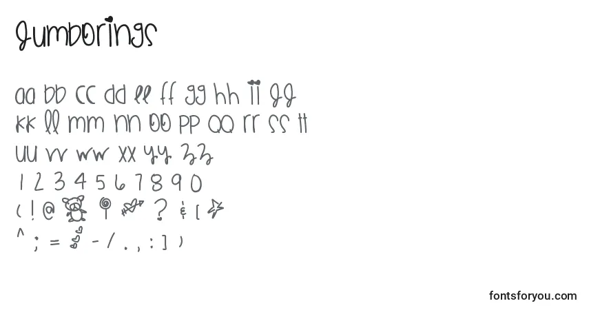 characters of jumborings font, letter of jumborings font, alphabet of  jumborings font
