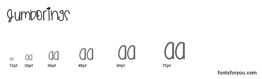 sizes of jumborings font, jumborings sizes