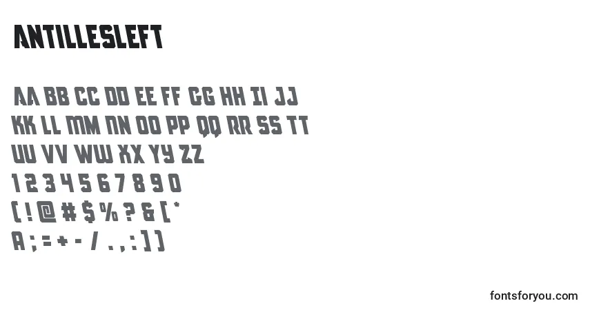 characters of antillesleft font, letter of antillesleft font, alphabet of  antillesleft font