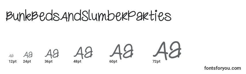 sizes of bunkbedsandslumberparties font, bunkbedsandslumberparties sizes