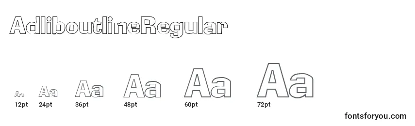 sizes of adliboutlineregular font, adliboutlineregular sizes