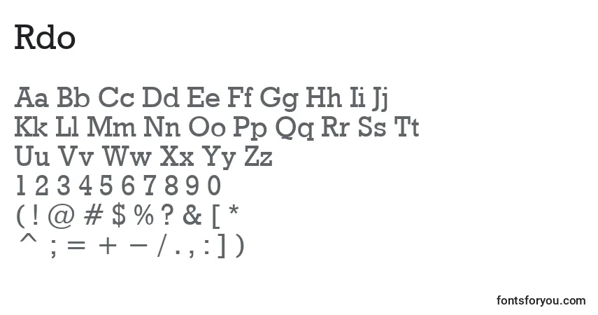 characters of rdo font, letter of rdo font, alphabet of  rdo font