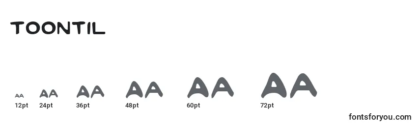 sizes of toontil font, toontil sizes