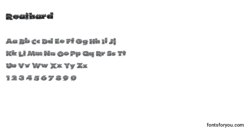 characters of realhard font, letter of realhard font, alphabet of  realhard font