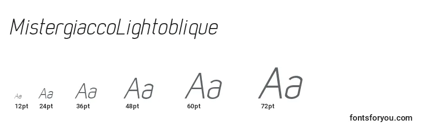 sizes of mistergiaccolightoblique font, mistergiaccolightoblique sizes