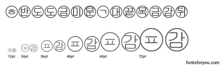 sizes of bullets5korean font, bullets5korean sizes