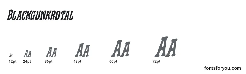 sizes of blackgunkrotal font, blackgunkrotal sizes