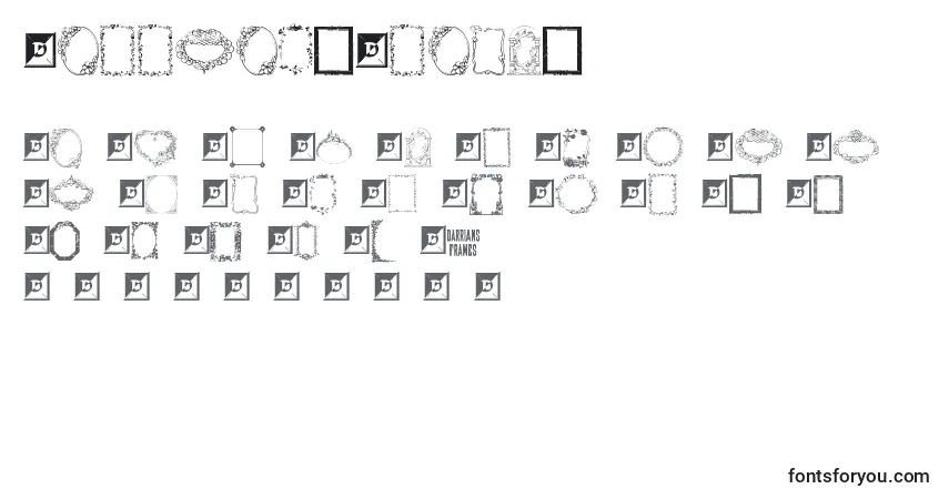 characters of darriansframes font, letter of darriansframes font, alphabet of  darriansframes font