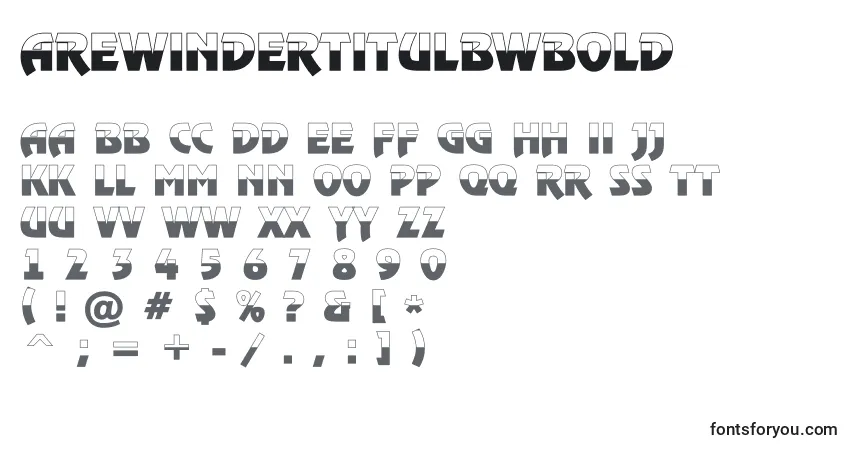 A fonte ARewindertitulbwBold – alfabeto, números, caracteres especiais
