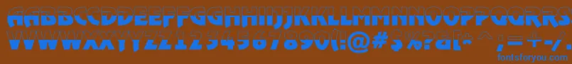 ARewindertitulbwBold-Schriftart – Blaue Schriften auf braunem Hintergrund