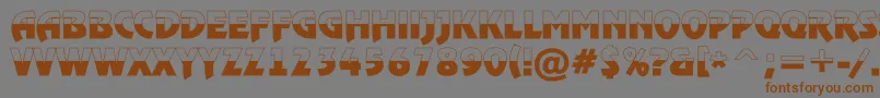 フォントARewindertitulbwBold – 茶色の文字が灰色の背景にあります。